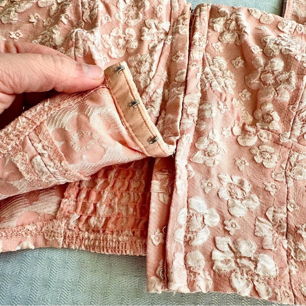 Wild Fable Pink Floral Bustier Crop Top L Structured Corset Style - Picture 7 of 12